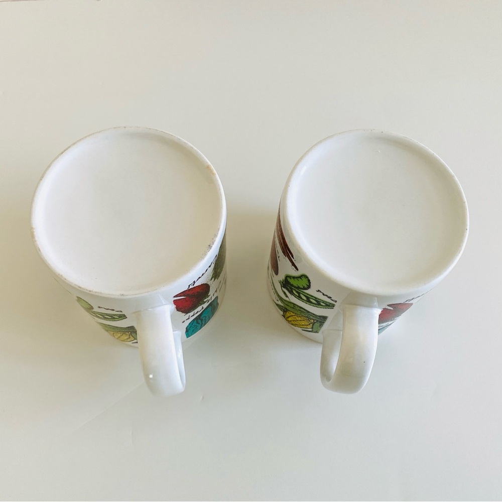 Vintage 70s / 80s Jumbo Soup Mug Chili Oversized Vegetables Ceramic Set of 2 - Picture 13 of 14